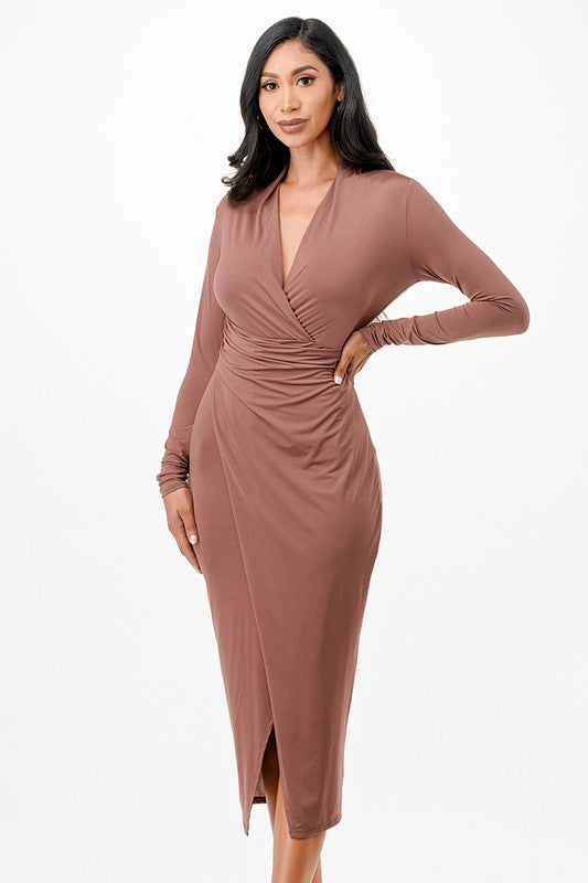 Christina cris cross long sleeve midi dress