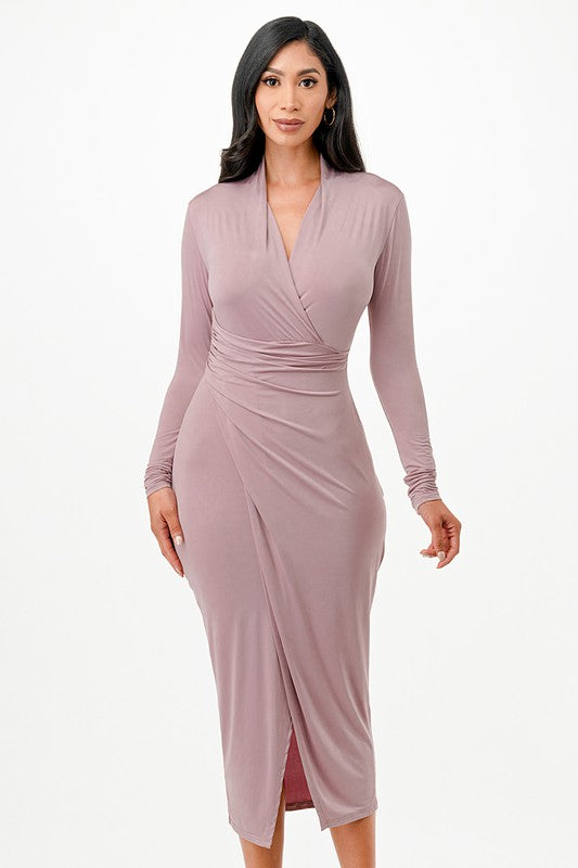 Christina cris cross long sleeve midi dress