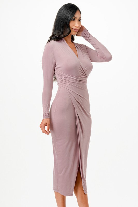 Christina cris cross long sleeve midi dress