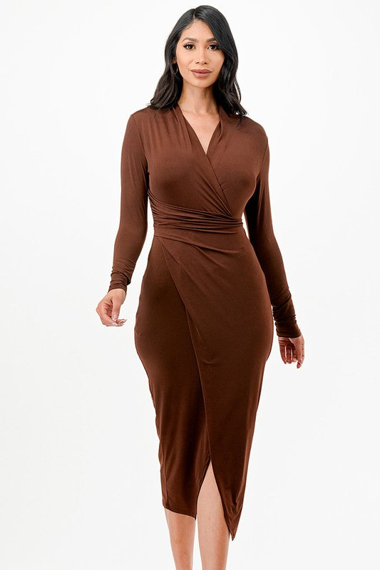 Christina cris cross long sleeve midi dress