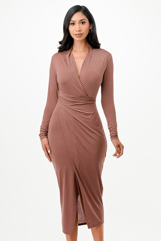 Christina cris cross long sleeve midi dress