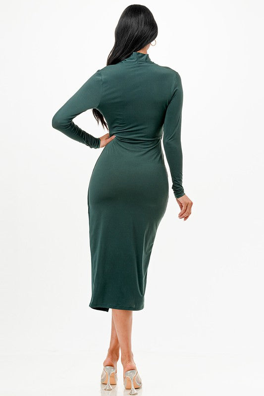 Christina cris cross long sleeve midi dress