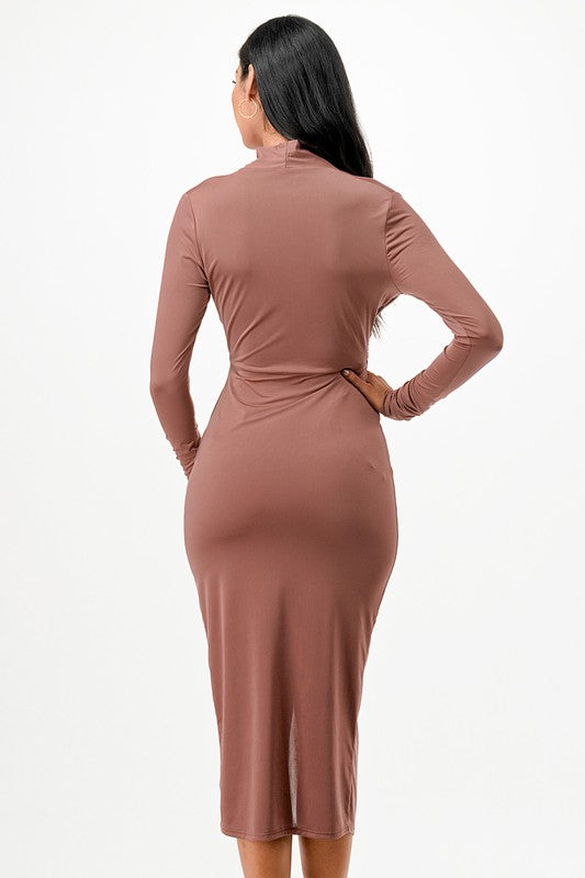 Christina cris cross long sleeve midi dress